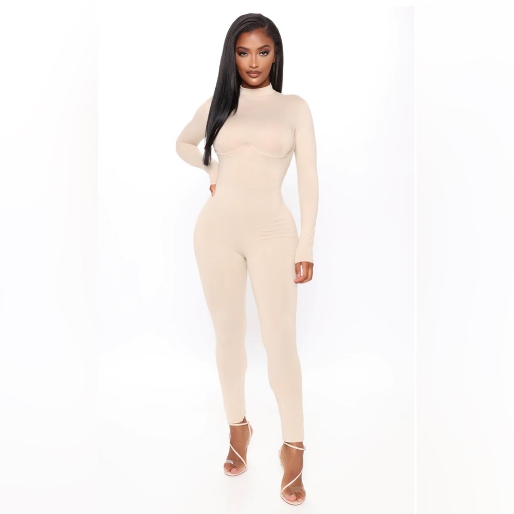 NWT Fashion Nova Fast Moves Nude Jumpsuit